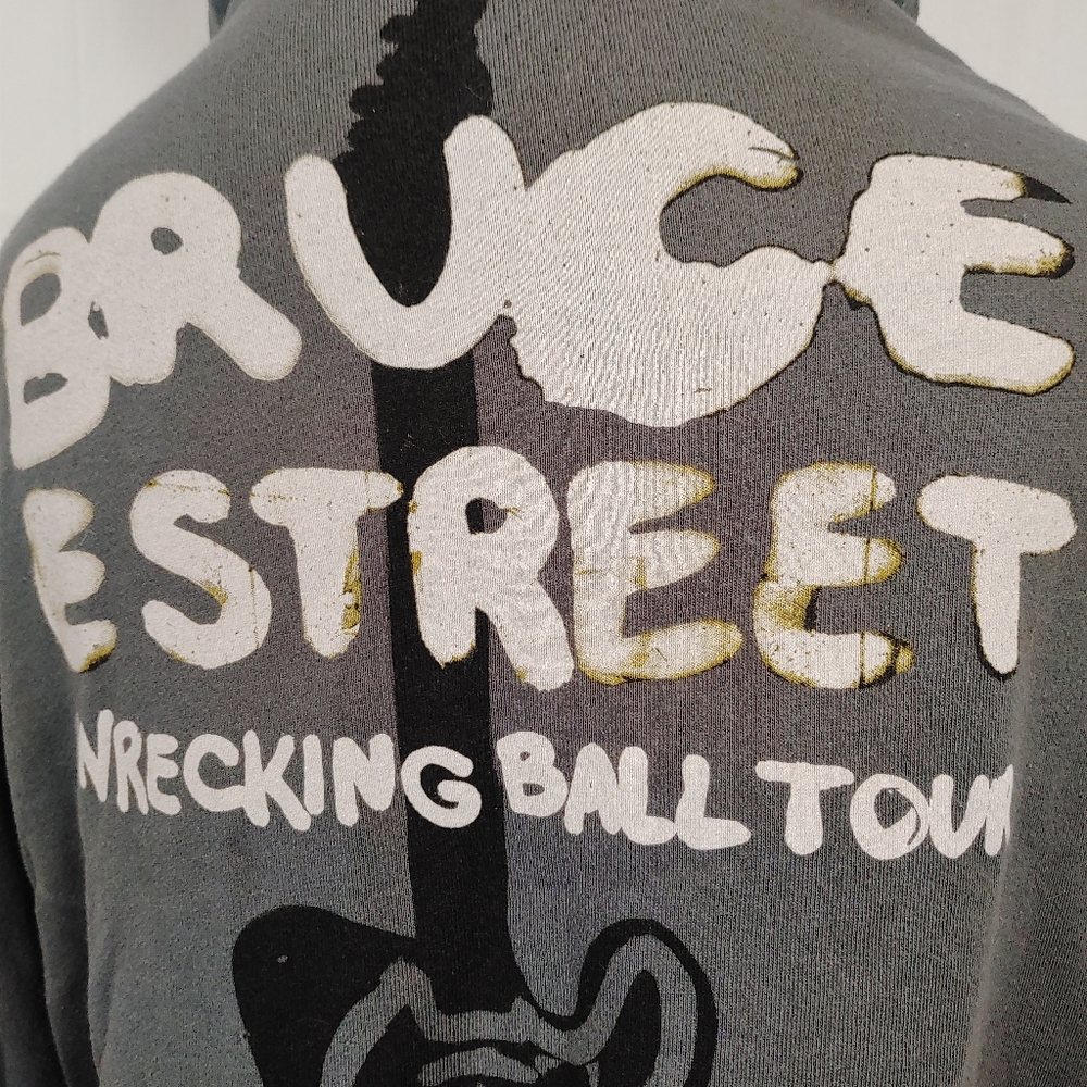 Bruce Springsteen Wrecking Ball Tour Gray Zip-Up Hoodie Guitar Graphic Size XL - Picture 6 of 12